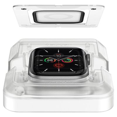 Spigen Screenprotector geschikt voor Apple Watch 4/5/6/SE 44mm - Proflex EZ Fit 2 stuks - Zwart
