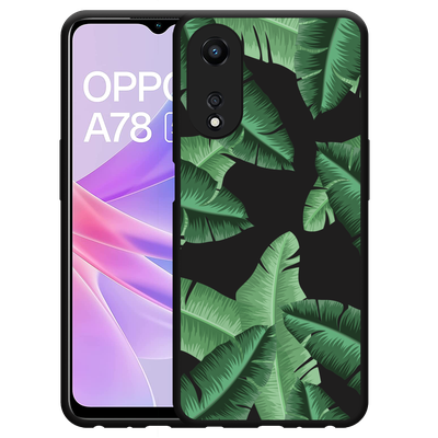 Cazy Hoesje Zwart geschikt voor Oppo A78 5G Palm Leaves