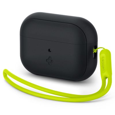 Hoesje geschikt voor Apple AirPods Pro 1/2 - Spigen Silicone Fit Strap Case - Zwart