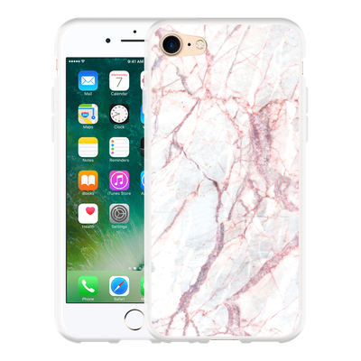 Cazy Hoesje geschikt voor iPhone 7 - White Pink Marble