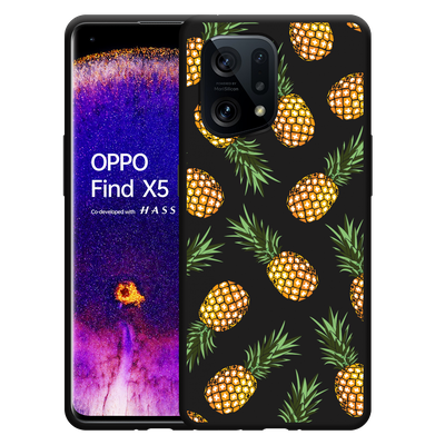 Cazy Hoesje Zwart geschikt voor Oppo Find X5 - Ananas