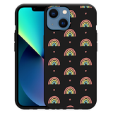 Hoesje Zwart geschikt voor iPhone 13 Mini - Regenboog Patroon