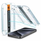 Spigen Screenprotector geschikt voor iPhone 15 Pro - Tempered Glas met Montage 2 stuks - Transparant