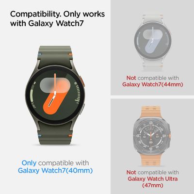 Spigen Screenprotector geschikt voor Samsung Galaxy Watch7 40mm - Tempered Glas met Montage 2 stuks - Transparant