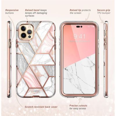 Hoesje geschikt voor iPhone 14 Pro - Supcase Cosmo Case - Roze Marmer