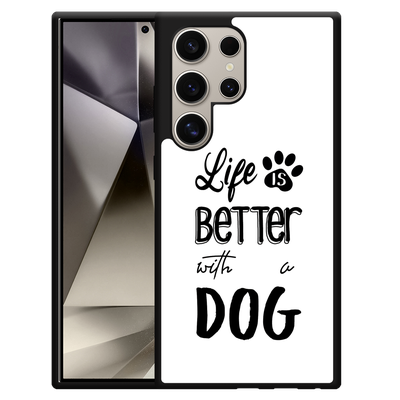 Cazy Hardcase Hoesje geschikt voor Samsung Galaxy S24 Ultra Life Is Better With a Dog Zwart