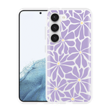 Hoesje geschikt voor Samsung Galaxy S23 Abstracte Paarse Bloemen