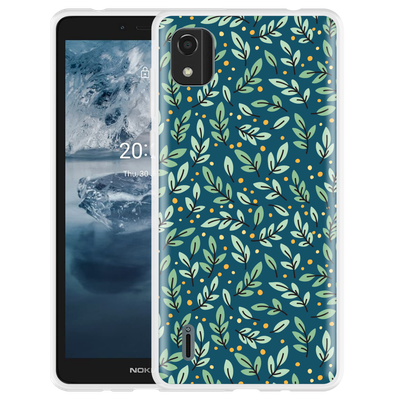 Cazy Hoesje geschikt voor Nokia C2 2nd Edition - Blaadjespatroon