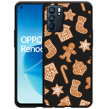 Hoesje Zwart geschikt voor Oppo Reno6 5G - Christmas Cookies