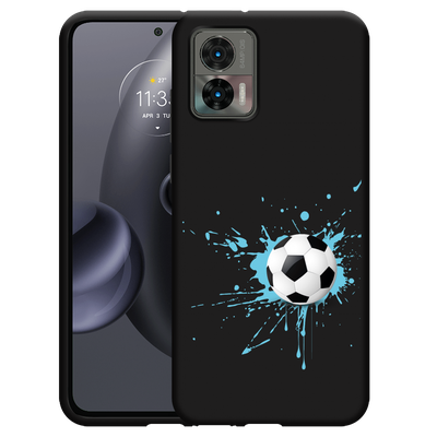 Cazy Hoesje Zwart geschikt voor Motorola Edge 30 Neo - Soccer Ball