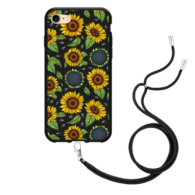 Cazy Hoesje met Koord Zwart geschikt voor iPhone SE 2022 - Sunflowers