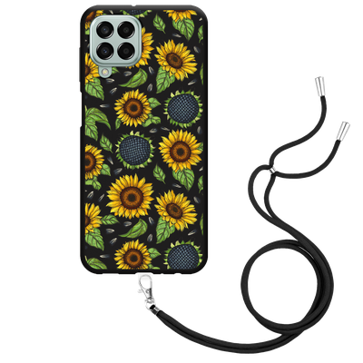 Cazy Hoesje met Koord Zwart geschikt voor Samsung Galaxy M33 - Sunflowers