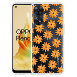 Hoesje geschikt voor Oppo Reno8 T 4G Oranje Bloemen