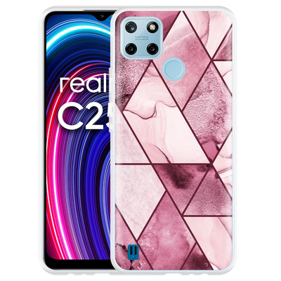 Cazy Hoesje geschikt voor Realme C25Y - Roze Marmer Mix