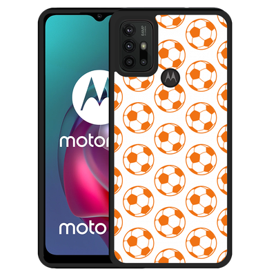 Cazy Hardcase hoesje geschikt voor Motorola Moto G10 - Orange Soccer Balls
