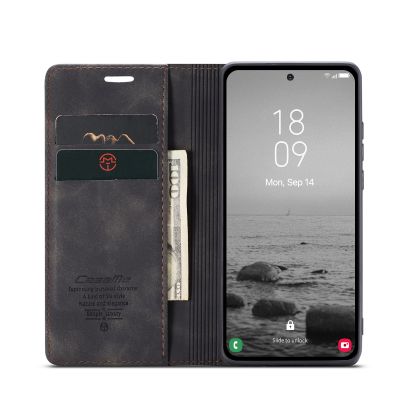 Samsung Galaxy A54 Hoesje - CASEME Retro Telefoonhoesje met Portemonnee - Zwart