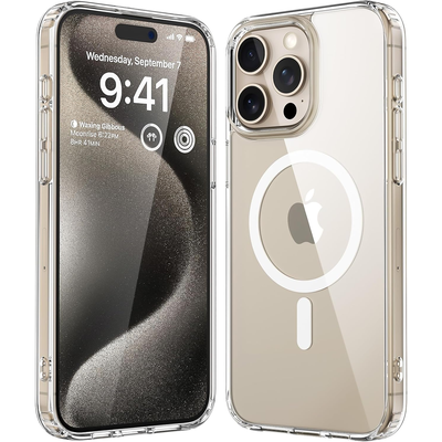 Cazy Soft TPU Hoesje geschikt voor iPhone 16 Pro - met Magnetische Ring - Transparant