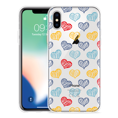 Cazy Hoesje geschikt voor iPhone Xs - Doodle hearts