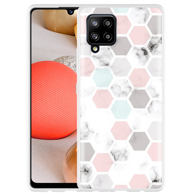 Cazy Hoesje geschikt voor Samsung Galaxy A42 - Marmer Honeycomb
