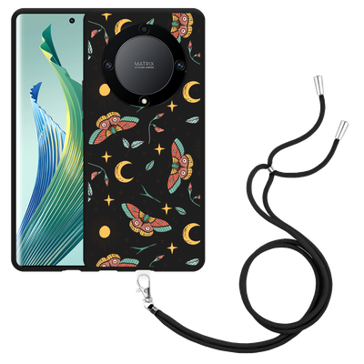 Cazy Hoesje met koord Zwart geschikt voor Honor Magic5 Lite Magisch Patroon