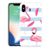 Hoesje geschikt voor iPhone X - Flamingo Feathers