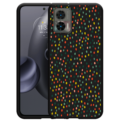 Cazy Hoesje Zwart geschikt voor Motorola Edge 30 Neo - Happy Dots