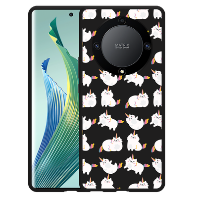 Cazy Hoesje Zwart geschikt voor Honor Magic5 Lite Unicorn Cat