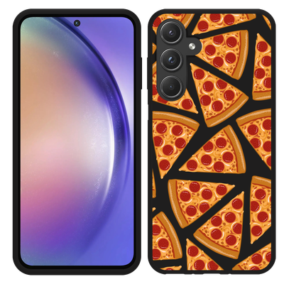 Cazy Hoesje Zwart geschikt voor Samsung Galaxy A55 Pizza Party