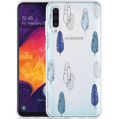 Cazy Hoesje geschikt voor Samsung Galaxy A50 - Feathers Pattern