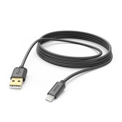 Hama USB-A naar Lightning Kabel - MFI gecertificeerd - 300cm - Zwart