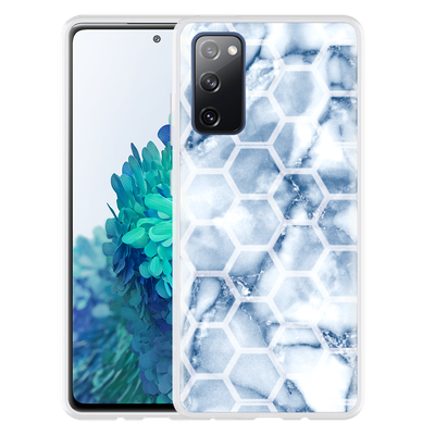 Cazy Hoesje geschikt voor Samsung Galaxy S20 FE - Blue Marble Hexagon
