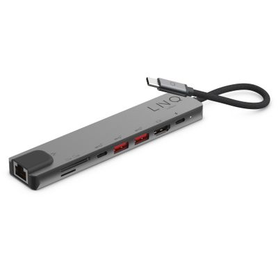 LINQ  Connects 8-in-1 Pro USB-C Multiport Hub + 2M USB-C PD Kabel
