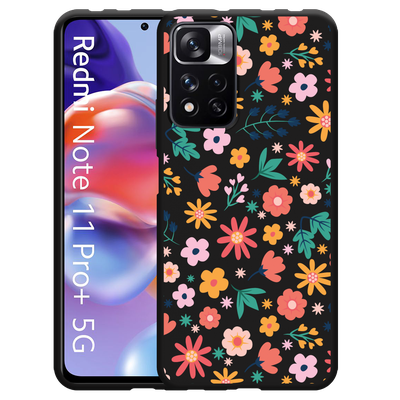 Cazy Hoesje Zwart geschikt voor Xiaomi Redmi Note 11 Pro+ - Always have flowers