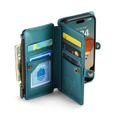 Caseme Case iPhone 16 - Crossbody Wallet Case - Green