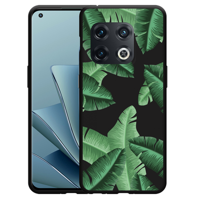 Cazy Hoesje Zwart geschikt voor OnePlus 10 Pro - Palm Leaves