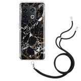 Hoesje met Koord geschikt voor OnePlus 10 Pro - Zwart Goud Marmer