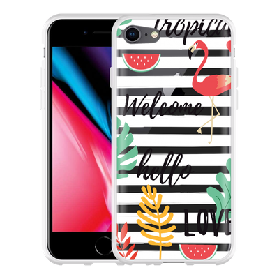 Cazy Hoesje geschikt voor iPhone 8 - Tropical Flamingo