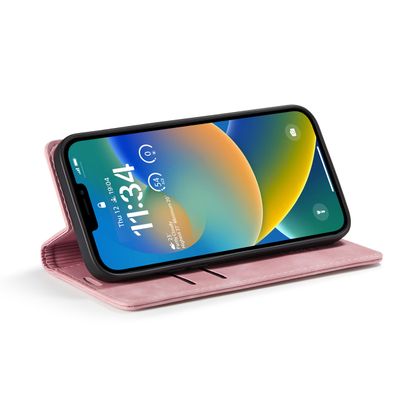 Caseme Hoesje geschikt voor iPhone 15 - Retro Wallet Case - Roze