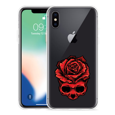 Cazy Hoesje geschikt voor iPhone X - Red Skull