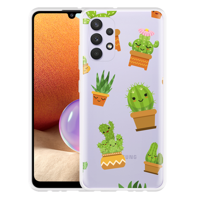 Cazy Hoesje geschikt voor Samsung Galaxy A32 4G - Happy Cactus
