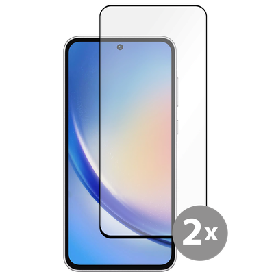 Cazy Full Cover Glass Screen Protector geschikt voor Samsung Galaxy A35 - Zwart - 2 stuks