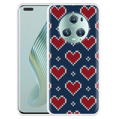 Cazy Hoesje geschikt voor Honor Magic5 Pro Gebreide Hartjes