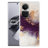 Hoesje geschikt voor Oppo Reno10 Pro 5G Paars Goud Marmer