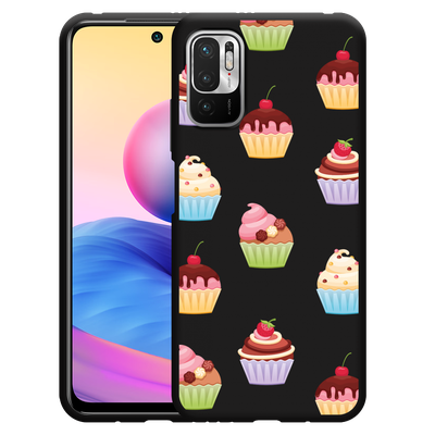 Cazy Hoesje Zwart geschikt voor Xiaomi Redmi Note 10 5G - Cupcakes