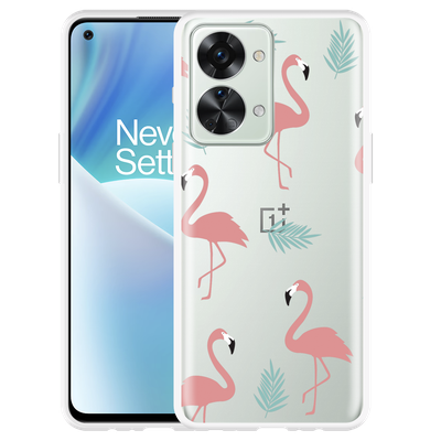 Cazy Hoesje geschikt voor OnePlus Nord 2T - Flamingo Pattern