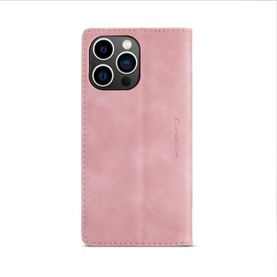 Hoesje geschikt voor iPhone 15 Pro - CASEME Retro Telefoonhoesje met Portemonnee - Roze