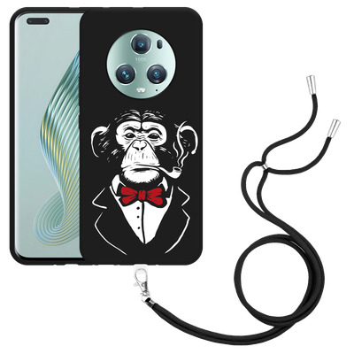 Cazy Hoesje met koord Zwart geschikt voor Honor Magic5 Pro Smoking Chimp