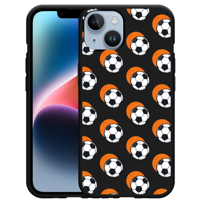 Cazy Hoesje Zwart geschikt voor iPhone 14 - Soccer Ball Orange