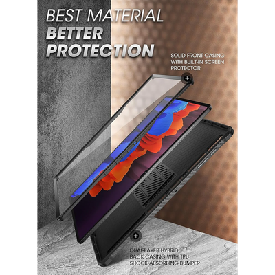 Supcase Unicorn Beetle Pro Hoes geschikt voor Samsung Galaxy Tab S9 Ultra - Met ingebouwde screenprotector - Zwart