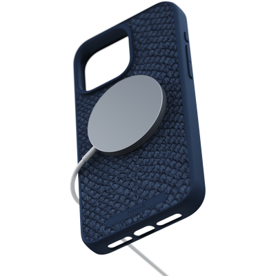 Njord Collections Zalm Leder Hoesje geschikt voor iPhone 15 Pro Max - Blauw